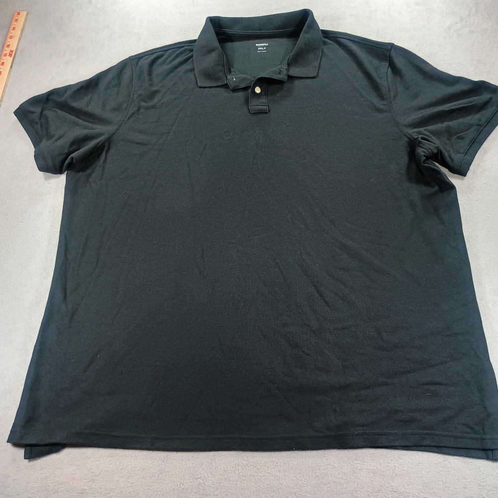 Sonoma Mens Polo Shirt Black 3XLT Short Sleeve Pique Knit